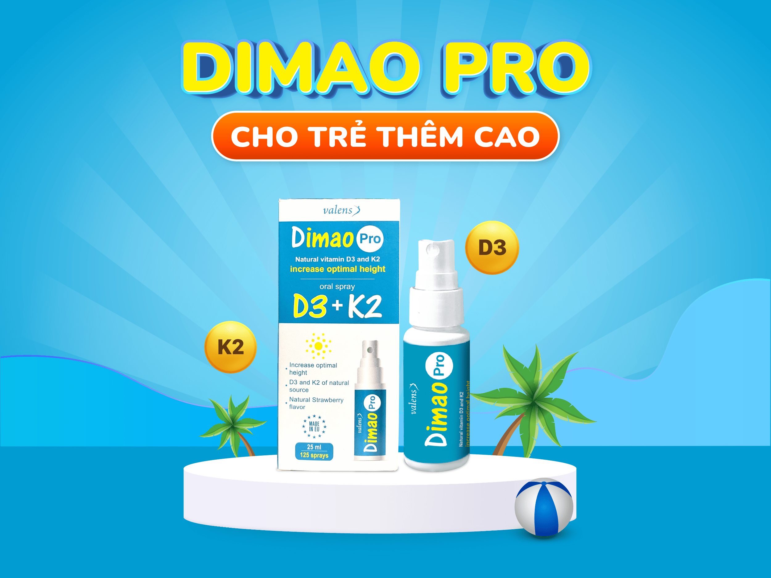 Dimao Pro Vitamin D3K2 công dụng